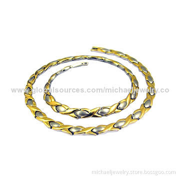 Stainless steel necklaces, interval of IP gold plating